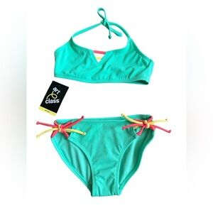 Art Class Girl’s Ribbed Solid Bikini Set